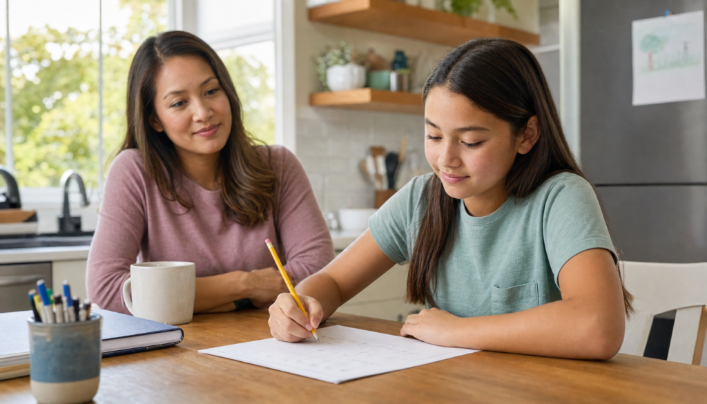 Math practice worksheets make math less scary with calm parent support