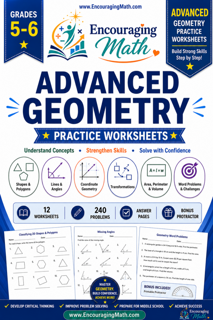 Advanced Geometry Practice Worksheet for Grades 5–6