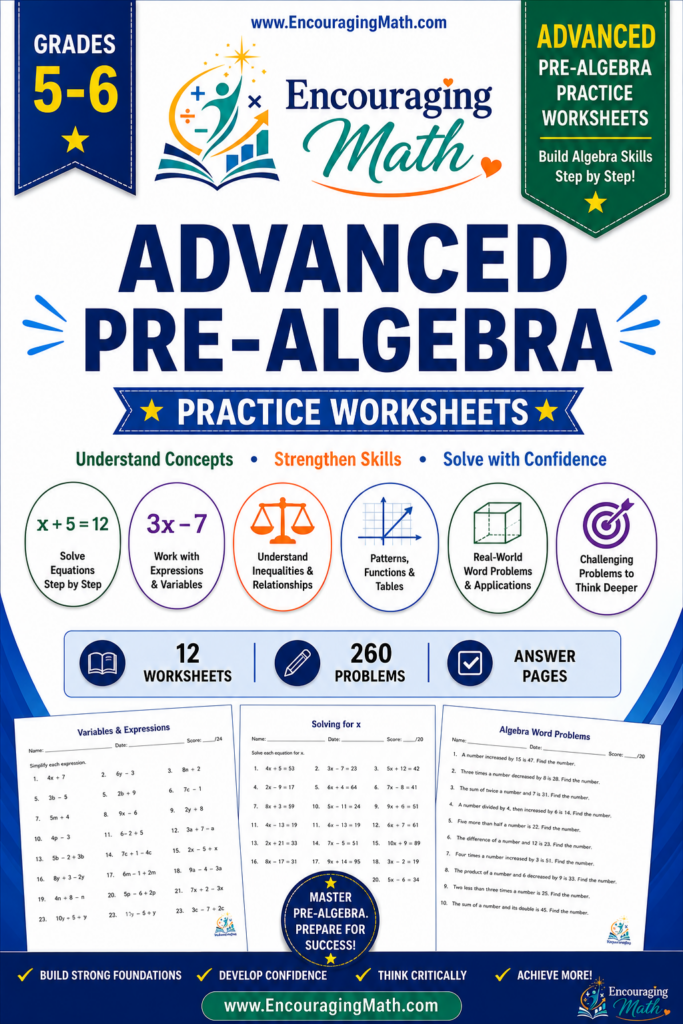 Advanced Pre-Algebra Practice Worksheets for Grades 5–6