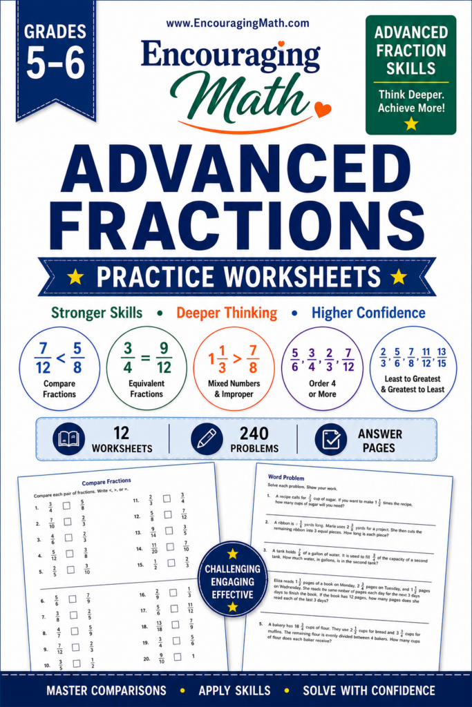 Advanced Fractions Practice Worksheets for Grades 5–6